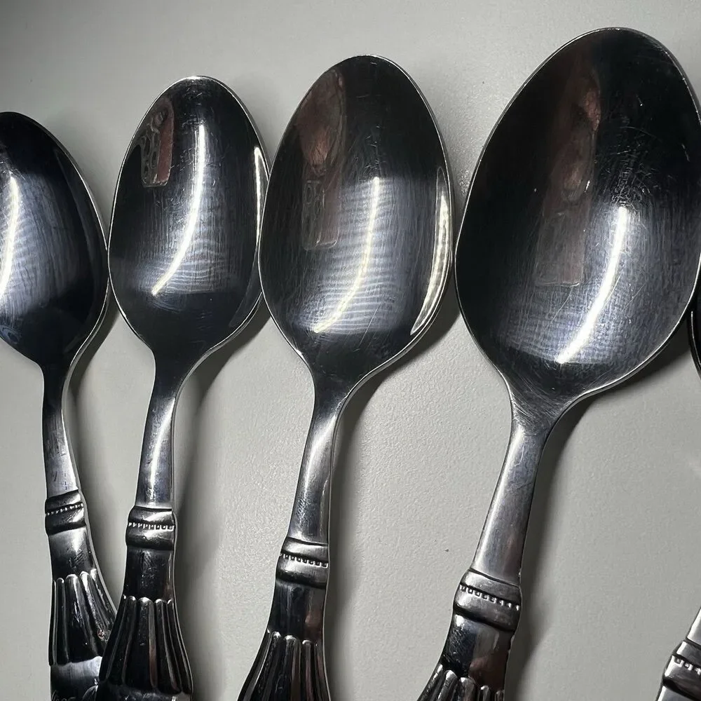 Lot of 7 Vtg Gibson Coca Cola Stainless Steel Tablespoons Spoons Coke Bottle 7